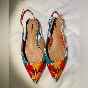 Matiko Hawaiian Print Slingback Flats Pointed Toe Shoes – US 4-4.5 (EU 35) NIB